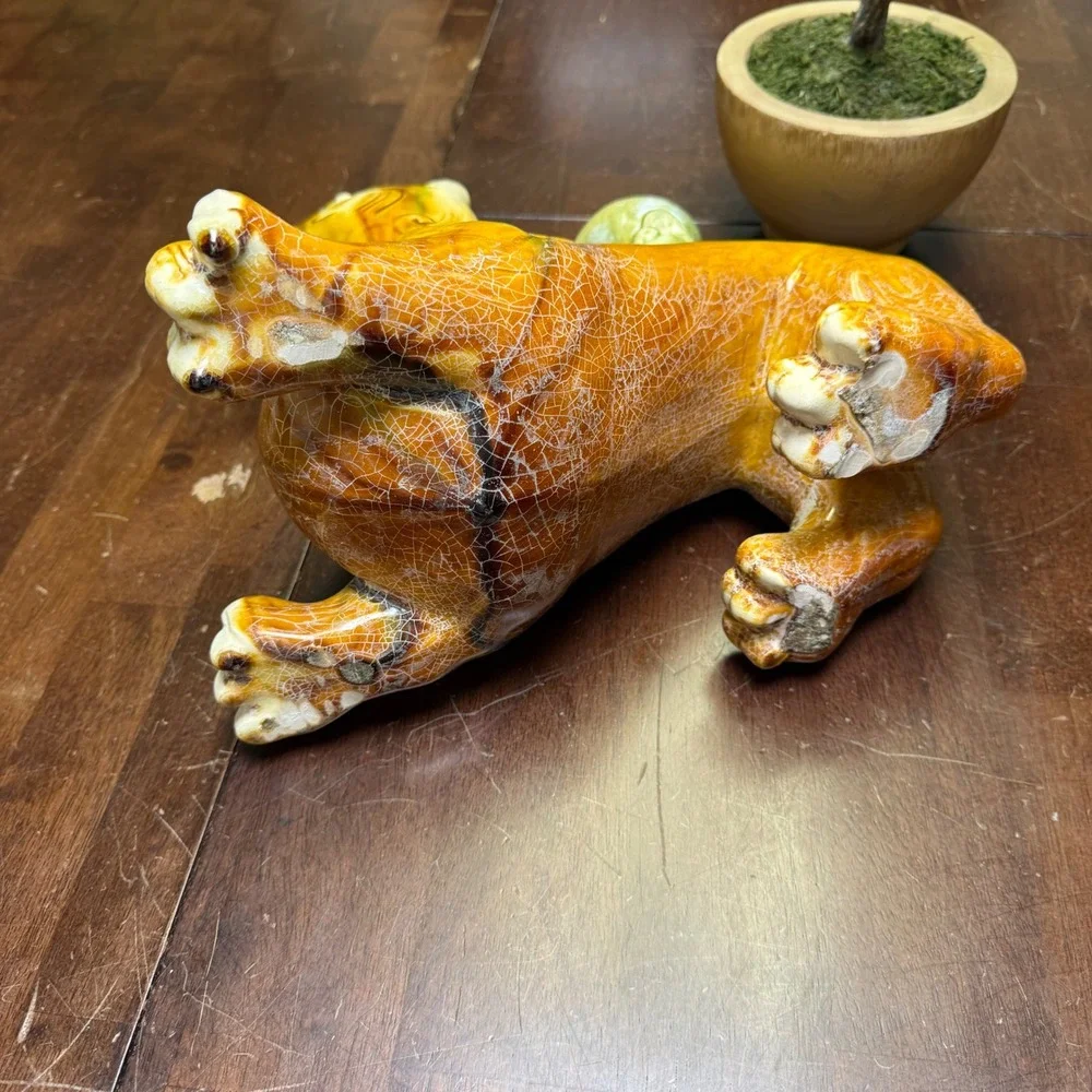 Vtg‎ Sancai Glaze Ceramic Crackle QILIN Griffin Statue Chinese Mythical Unicorn